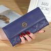 Billetera Larga Plegable de PU para Mujer 2021 Bolso de Mano Coreano Hebilla Bordada con Diamantes Billetera Multitarjetas