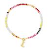 Collar con colgante de 26 letras de dopamina de piedra natural, accesorios personalizados de moda, nuevo, transfronterizo de Amazon