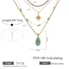 Collares apilables turquesa de varios niveles para mujer, cadena para clavícula de estrella de ocho puntas y gota de agua de nicho, accesorios versátiles para vacaciones al por mayor
