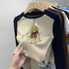 Nueva Camiseta de Manga Larga con Retazos para Niñas Otoño e Invierno Versátil De Rong Base Cepillada para Niños Cuello Redondo Ropa Interior