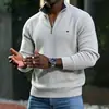 Amazon AliExpress Moda Masculina Otoño e Invierno Suéter de Punto de Canalé Vertical con Media Cremallera y Cuello Alto, Engrosado y Cálido