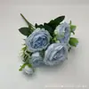 Ramo de Peonías Artificiales Transfronterizo, Rosas Pequeñas, Ramo Estilo Coreano de 5 Rosas Persas, Decoración de Flores Secas para Bodas, Flores Falsas de Alta Calidad