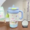 Taza de Agua de Cerámica Taza Térmica Estilo Girly de Dibujos Animados Estudiante de Aspecto Elegante Oficina Taza para Café con Pajita y Asa Estilo Nuevo