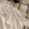 Encaje puro ~ ropa interior sexy de satén para mujer, calzones de algodón transpirables con corte bajo y diseño cruzado hueco