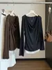 Estilo puramente seductor, camiseta de manga larga tipo dos piezas para mujer, nueva colección de principios de otoño, entallada en la cintura, adelgazante, capa interior, top estiloso