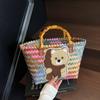 2025 Verano Nuevo Moda Retro Casual Rayado Multicolor Bolso Tote Desplazamiento Bolso de Mano para Mujer Bolso Tejido