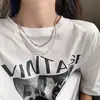 Colar de corrente de camada dupla em aço titânio, não desbota, personalidade, doce, cool, corrente de suéter, estilo frio, acessórios de corrente de suéter de alta qualidade para mulheres