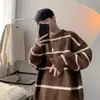 Otoño/Invierno 2026 Suéter de Punto Suave y Esponjoso Diseño de Bloques de Color Sentido del Diseño Casual Cálido Estilo Coreano Estilo Perezoso a Rayas