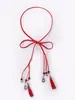 Nueva cuerda de cintura tejida a mano decoración de falda de cara de caballo Hanfu cinturón delgado para mujer accesorios de borla étnica venta al por mayor