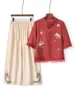Camisa pequeña con botones chinos para mujer de mediana edad, estilo nacional, vestido de verano, estilo occidental, costuras, cuello redondo, manga corta, camiseta para madre.