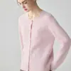 Suave y versátil cárdigan de cachemira con cuello redondo, patrón de jacquard y un diseño de punto suelto y sencillo, perfecto para otoño e invierno
