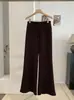 KEKEZOON Calças de Inverno de Cintura Alta com Veludo Plus Quente de Perna Larga Caimento Macio Arrastão de Arroz Glutinoso Perna Reta Longas 9370