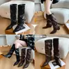 Bestseller transfronteiriço elegante botas femininas longas 2026 outono/inverno novo preto versátil salto grosso zíper lateral moda bico fino botas