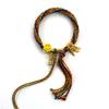 Cuerda de Mano Tibetana Thangka Cuerda de Algodón Enrollada a Mano Pulsera Trenzada Ojo del Dios de la Riqueza de Cinco Vías Zakiram Tara Verde Perla Thangka