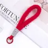 Accesorio de Lanyard de Peluche Fresco y Sencillo para Teléfono, Llavero de Bolsita Color Macarrón, Decoración Práctica de Cadena para Teléfono