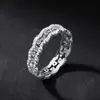 Anillo de Plata de Ley S925 Siete Princesas de Venta Caliente Transfronteriza, Lujo Ligero, Moda de Gama Alta, Anillo de Moissanita Siete Estrellas para Mujer, Apilable
