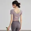 Roupas de Yoga Manga Curta Feminina Verão Novo Estilo Costas Cruzadas Malha Corrida Pilates Fitness Roupas Tops para Mulheres Atacado