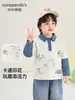 Kaka Panda Roupas Infantis Camisa Polo de Manga Longa Falsa Duas Peças para Meninos Camiseta Básica para Meninas Roupa de Outono para Bebês Roupa Íntima da Moda Infantil
