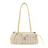 Bolso de mano grande de tela a cuadros para mujer, modelo 2026, bonito y elegante, estilo ballet, con lazo y diseño de baguette.