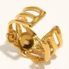 Anel Aberto Europeu e Americano Transfronteiriço de Camada Dupla Multicor em Aço Inoxidável Banhado a Ouro 18K Estilo Francês de Nicho Melard Jewelry