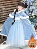 Vestido Princesa Elsa para Meninas, Vestido de Renda Frozen, Vestido Azul de Manga Longa, Vestido de Aniversário Estilo Sonhador