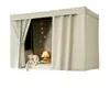 Cortina para cama de estudiante, totalmente opaca y a prueba de polvo, para literas de dormitorio, color liso, fijada con correas, cortina superior de cama de 0.9*1.9