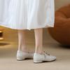 2025 Nuevos Mocasines Camelia Retro Tacón Grueso Zapatos de Mujer Estilo Británico Mary Jane Zapatos de Mujer Zapatos Individuales Zapatos de Cuero Pequeños