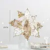 Flor artificial de Natal lantejou Flor de Natal flanela Pingente de decoração para árvore de Natal flor decorativa vermelha diy
