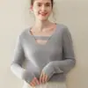 Suéter de Cachemira Leche de Principios de Primavera Francés para Mujer Top de Punto Suave Rojo Diseño de Nicho Otoño e Invierno