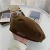 Boina de Invierno y Otoño para Mujer Estilo Británico Coreano Trendy Sombrero de Pintor Francés Versátil Celebridad de Internet Etiqueta de Cuero Japonesa Boina Casual Versátil