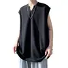 Camiseta sin mangas blanca de cuello en V para hombres y mujeres, camiseta de verano de seda helada con sensación fresca, chaleco deportivo de fitness estilo americano, elegante