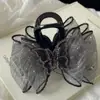 Nuevo Clip de Agarre de Seersucker con Mariposa de Pedrería y Gipsofila de Verano Moda Coreana Disco para el Cabello con Parte Trasera para Atar Clip de Tiburón para el Cabello