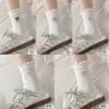Meias brancas femininas de cano médio primavera e verão estilo fino ins chique francês laço fofo desenho animado estilo japonês meias largas