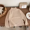 Suéter Versátil Elástico de Cuello Medio para Niños y Niñas, Camiseta de Manga Larga Base para Otoño, Ropa Suave para Niños, Ropa Cálida a Rayas