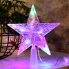 Decoración de árbol de Navidad, estrella en la parte superior del árbol, purpurina, lámpara LED de estrella de cinco puntas, lámpara de decoración navideña, accesorios de estrella de 20 cm