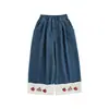 Wulibu YiSerie Personalizada de Temporada de Cosecha de Frutas para Niñas Jeans Vintage Modernos de Otoño Tendencia