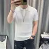 Camiseta Polo Masculina de Tricô Cor Sólida Manga Curta Estilo Retrô Verão Casual de Negócios Estilo Americano Nova Branca