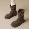 2026 Nuevas Botas de Mujer Estilo Retro Maillard Primavera/Otoño con Borlas Suela Gruesa Apilada Zapatos Individuales de Mujer Cómodos Antideslizantes Suela Suave