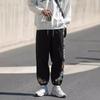Outono e Inverno Novo Estilo Chinês Solto Masculino Tamanho Grande Bordado Fita Combinando Cores Juventude Popular Casual Calças para Homens
