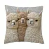 Funda de Alpaca Linda de Amazon Transfronteriza Funda Suave de Felpa Corta para Cojín de Sofá Decoración para Mesita de Noche de Coche