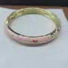 Pulsera de Oro 14K Cloisonné Nueva Chinoiserie Esmalte Flor de Goteo de Aceite Colorida Pulsera de Apertura de Primavera Pulsera Chinoiserie