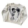 Camisola de malha de comércio exterior Hip Hop Cartoon Jacquard Pullover Street Clothing Y2k Clothes Camisola feminina de malha