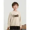 Suéter para Niños Wuli Bu Yi Invierno Nuevo Estilo Mezcla de Lana Jacquard Gato Muñeco Cálido Lindo Cuello en V para Niños