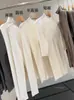 Lavable a máquina ~ Lana de oveja Sin costuras Versátil Cuello alto medio Jersey Camiseta base