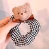 Estilo Coreano Doce Desenho Animado Laço Urso Elástico de Cabelo Feminino Xadrez Bolas de Cabeça Corda Elástica Acessórios de Cabelo