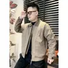 Jaqueta de Voo Masculina Casual da Moda Outono e Inverno de Alta Qualidade com Gola Lapela Sofisticada Simples Confortável Versátil Falsa de Duas Peças