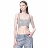Amazon Wish Camisola Metálica de Pedrería Completa para Mujer Ropa Interior Sexy de Fiesta sin Espalda para Club Nocturno para Mujer Estilo Corto