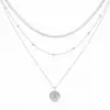 Collar Minimalista Hip-Hop Europeo y Americano con Colgante de Loto Multicapa para Mujer, Cadena de Clavícula Larga Simple de Aleación de Nicho