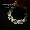 Collar Esmeralda Menta Mojito Pulsera Zircón Copo de Nieve Verde Malaquita Chapado en Oro Feliz de Mujer Rica de 18K