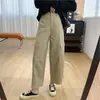 Calças cargo multi-bolsos estilosas! Jeans cropped de cintura alta emagrecedor para mulheres, calças de outono, calças largas retas folgadas